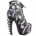 SHOW STORY Punk Strappy Lace Up Buckle High-top Bone Platform Ankle Boots,LF80647 