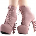 SHOW STORY Punk Strappy Lace Up Buckle High-top Bone Platform Ankle Boots,LF80647 