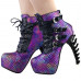 Show Story Punk Black Snake Print Lace Up Buckle Bone Heels Platform Ankle Boots,LF80648