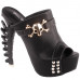 SHOW STORY Punk Black Skull Stud Open Toe Platform Bone Heel Club Mule Slide Sandals,LF80661