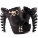 SHOW STORY Punk Black Skull Stud Open Toe Platform Bone Heel Club Mule Slide Sandals,LF80661