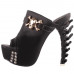 SHOW STORY Punk Black Skull Stud Open Toe Platform Bone Heel Club Mule Slide Sandals,LF80661