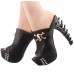 SHOW STORY Punk Black Skull Stud Open Toe Platform Bone Heel Club Mule Slide Sandals,LF80661