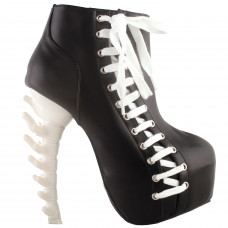 SHOW STORY Punk Two Tone Lace up Zip High-top Bone Platform Ankle Boots,LF80666
