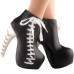 SHOW STORY Punk Two Tone Lace up Zip High-top Bone Platform Ankle Boots,LF80666