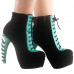 SHOW STORY Punk Black Aqua Two Tone Lace Up Zip High-top Bone Platform Ankle Boots