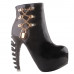 SHOW STORY Punk Black Metal Chain Zip High-top Bone Platform Ankle Boots,LF80671