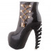 SHOW STORY Punk Black Metal Chain Zip High-top Bone Platform Ankle Boots,LF80671