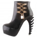 SHOW STORY Punk Black Metal Chain Zip High-top Bone Platform Ankle Boots,LF80671