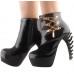 SHOW STORY Punk Black Metal Chain Zip High-top Bone Platform Ankle Boots,LF80671