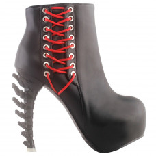 SHOW STORY Punk Black Red Lace-up Zip High-top Bone Platform Ankle Boots,LF80672 