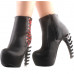 SHOW STORY Punk Black Red Lace-up Zip High-top Bone Platform Ankle Boots,LF80672 