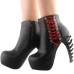 SHOW STORY Punk Black Red Lace-up Zip High-top Bone Platform Ankle Boots,LF80672 