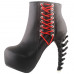 SHOW STORY Punk Black Red Lace-up Zip High-top Bone Platform Ankle Boots,LF80672 