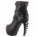 SHOW STORY Punk Black Strappy Buckle Zip High-top Bone Platform Ankle Boots,LF80674 