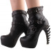 SHOW STORY Punk Black Strappy Buckle Zip High-top Bone Platform Ankle Boots,LF80674 