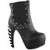 SHOW STORY Punk Black Studs High-top Bone Platform Ankle Boots