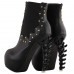 SHOW STORY Punk Black Studs High-top Bone Platform Ankle Boots