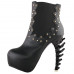 SHOW STORY Punk Black Studs High-top Bone Platform Ankle Boots