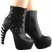 SHOW STORY Punk Black Studs High-top Bone Platform Ankle Boots