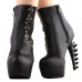 SHOW STORY Punk Black Studs High-top Bone Platform Ankle Boots