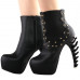 SHOW STORY Punk Black Studs High-top Bone Platform Ankle Boots