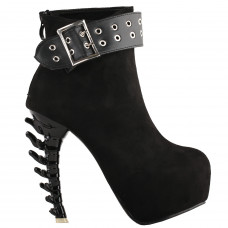 SHOW STORY Punk Vintage Rockabilly Black Strap Buckle High-top Bone Platform Ankle Boots SHOW STORY Punk Vintage Rockabilly Black Strap Buckle High-top Bone Platform Ankle Boots