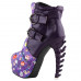 SHOW STORY Punk Vintage Rockabilly Purple Strap Buckle High-top Bone Platform Ankle Boots