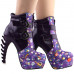 SHOW STORY Punk Vintage Rockabilly Purple Strap Buckle High-top Bone Platform Ankle Boots
