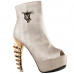 SHOW STORY Punk Gold Skull Peep-Toe Gladiator Zip Platform Gilded Bone Heels Ankle Bootie SHOW STORY Punk Gold Skull Peep-Toe Gladiator Zip Platform Gilded Bone Heels Ankle Bootie