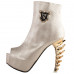 SHOW STORY Punk Gold Skull Peep-Toe Gladiator Zip Platform Gilded Bone Heels Ankle Bootie SHOW STORY Punk Gold Skull Peep-Toe Gladiator Zip Platform Gilded Bone Heels Ankle Bootie