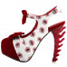 Vintage Red White Bows Lip Print Slingback Gladiator Platform Bone Heels Club Pumps