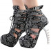 Punk Snake Skin Print Lace-Up Gladiator Hidden Platform Bone Heels Ankle Bootie