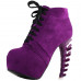 LF80702 SHOW STORY Punk Purple Lace-Up Gladiator Hidden Platform Bone Heels Ankle Bootie