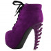 LF80702 SHOW STORY Punk Purple Lace-Up Gladiator Hidden Platform Bone Heels Ankle Bootie