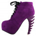 LF80702 SHOW STORY Punk Purple Lace-Up Gladiator Hidden Platform Bone Heels Ankle Bootie