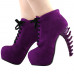 LF80702 SHOW STORY Punk Purple Lace-Up Gladiator Hidden Platform Bone Heels Ankle Bootie