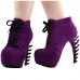 LF80702 SHOW STORY Punk Purple Lace-Up Gladiator Hidden Platform Bone Heels Ankle Bootie
