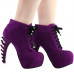 LF80702 SHOW STORY Punk Purple Lace-Up Gladiator Hidden Platform Bone Heels Ankle Bootie