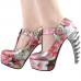 SHOW STORY Retro T-Bar Floral Print Buckle Mary-Jane Gladiator Platform Bone Heels Pumps