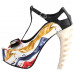 SHOW STORY Retro T-Bar Liquid Print Buckle Bow Mary-Jane Gladiator Platform Bone Heels Pumps