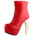 SHOW STORY Cool Red Beige Skull Zipper High-top Bone Heels Platform Ankle Boots