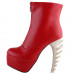 SHOW STORY Cool Red Beige Skull Zipper High-top Bone Heels Platform Ankle Boots