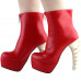 SHOW STORY Cool Red Beige Skull Zipper High-top Bone Heels Platform Ankle Boots