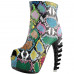 SHOW STORY Cool Multicoloured Snake Skin Print Peeptoe High-top Bone Hidden Platform Ankle Boots