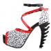 SHOW STORY Retro Black White Red Strappy Leopard Print Gladiator Platform Bone Heels Sandals