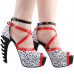 SHOW STORY Retro Black White Red Strappy Leopard Print Gladiator Platform Bone Heels Sandals