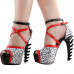 SHOW STORY Retro Black White Red Strappy Leopard Print Gladiator Platform Bone Heels Sandals