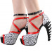 SHOW STORY Retro Black White Red Strappy Leopard Print Gladiator Platform Bone Heels Sandals