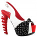 SHOW STORY Vintage Red White Black Polka Dots Slingback Gladiator Platform Bone Heels Club Pumps